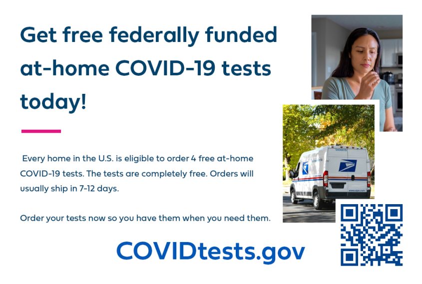 Get free federally funded at-⁠home COVID-⁠19 tests